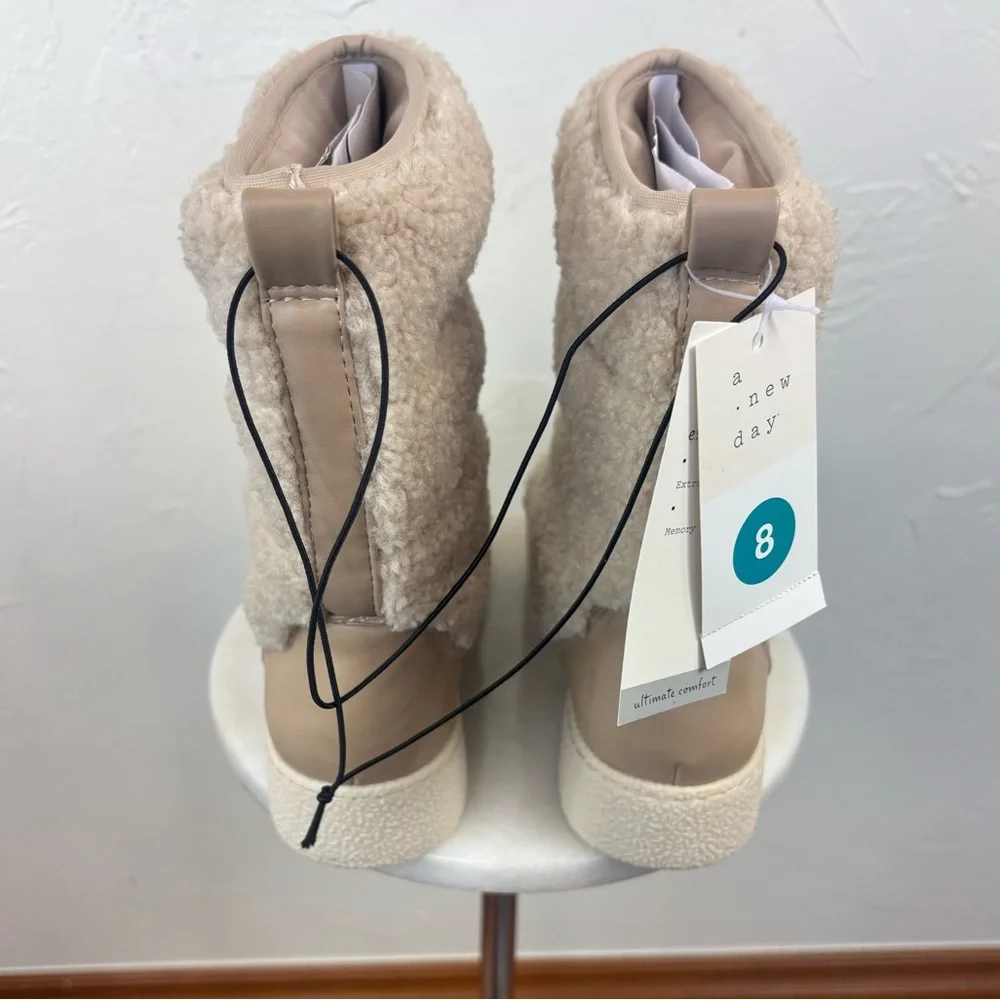 A NEW DAY Faux Fur Winter Boot Shoe Sherpa Chunky‎ Ski Bunny Snow Women NEW 8